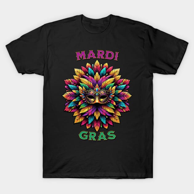 Vibrant Mardi Gras Celebration Art. T-Shirt by SergioArt